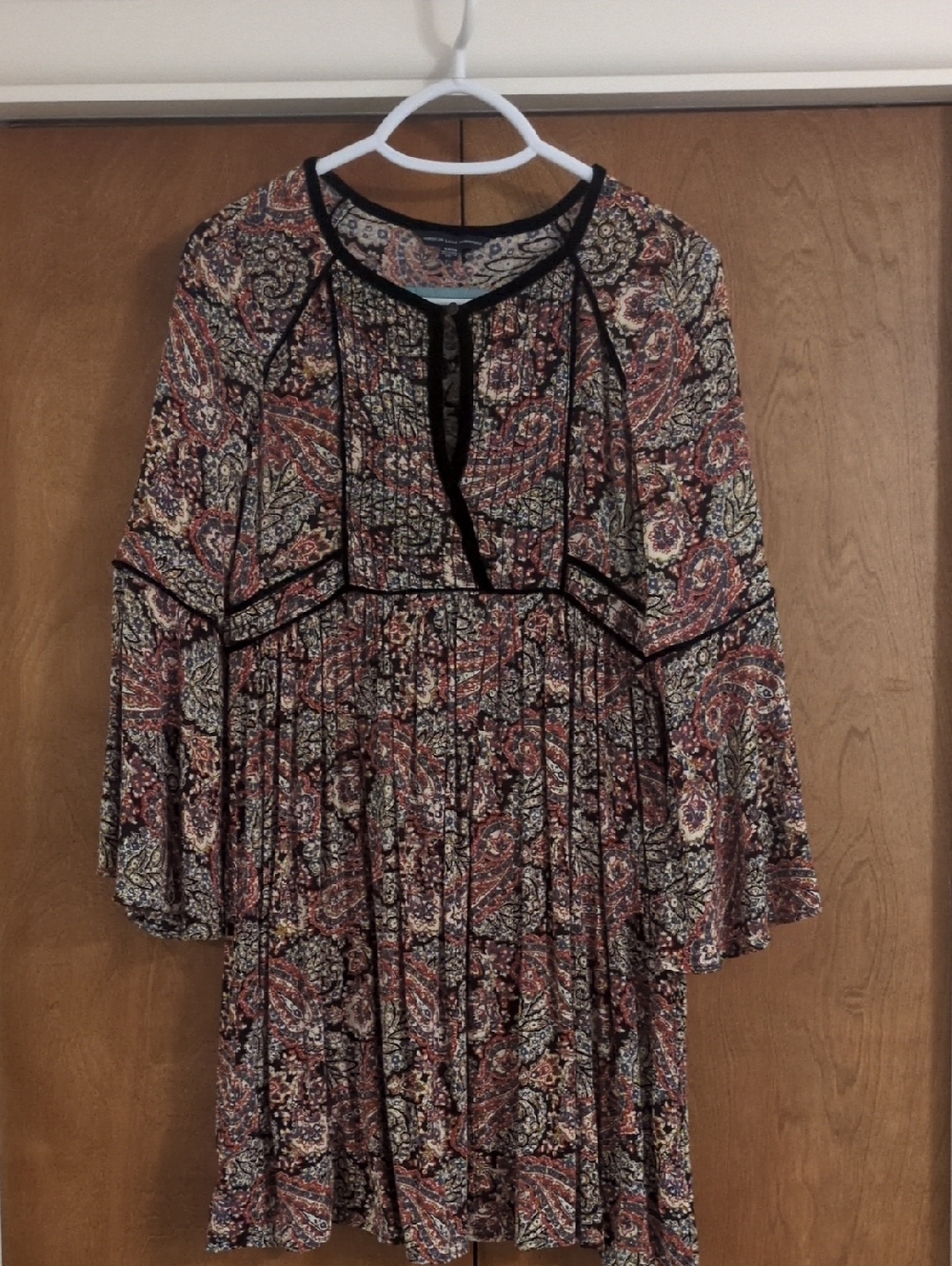 Paisley Velvet Trimmed Boho Minidress